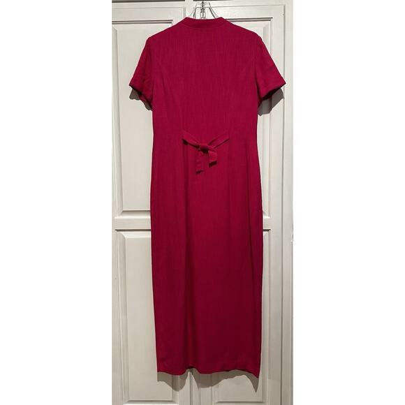 Adrianna Papell Dress Size 10 Maxi Button Down Hot Pink A-line Church Wedding - Picture 8 of 12